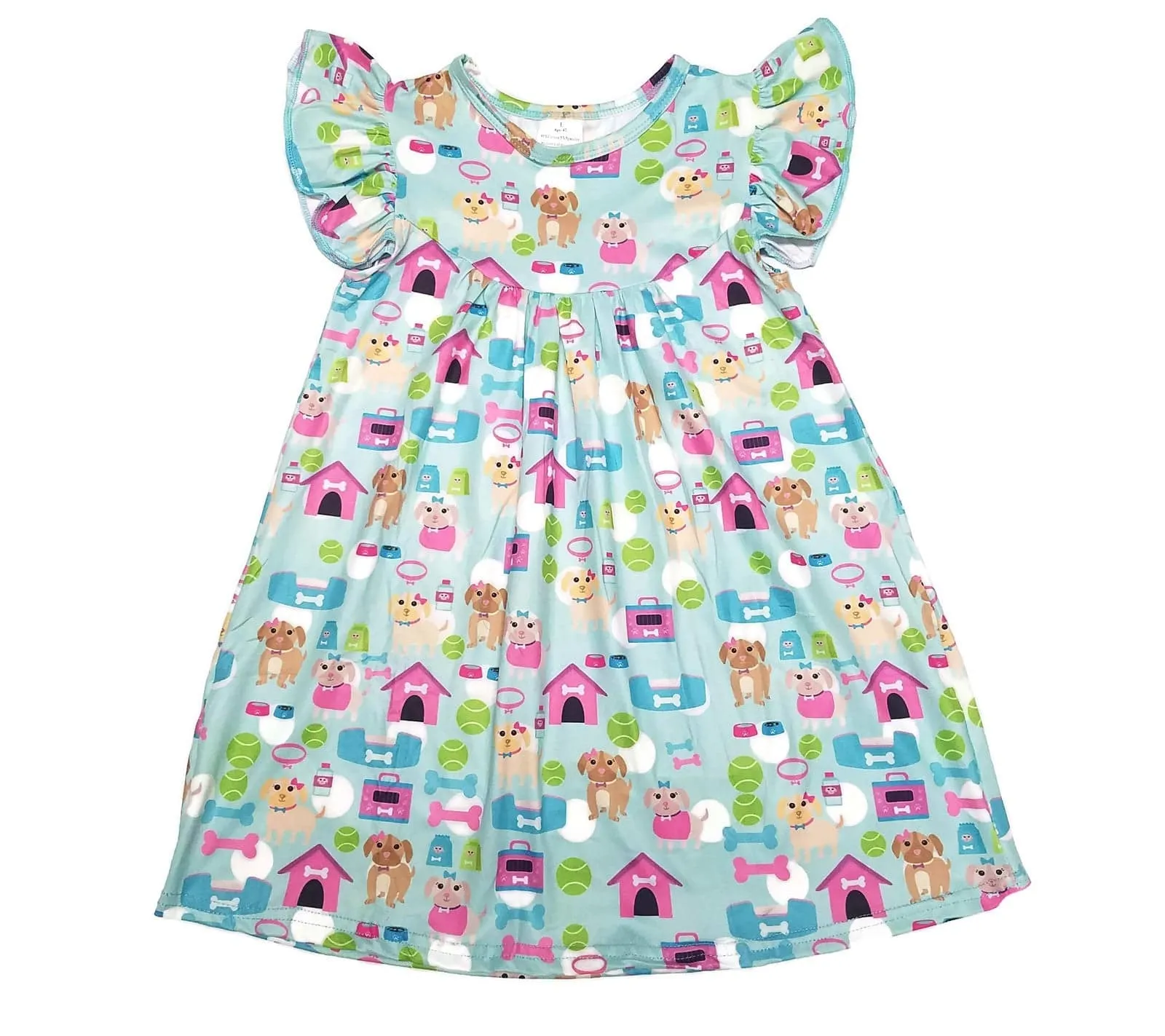 Spring Time Puppies Flutter Milk Silk Dress