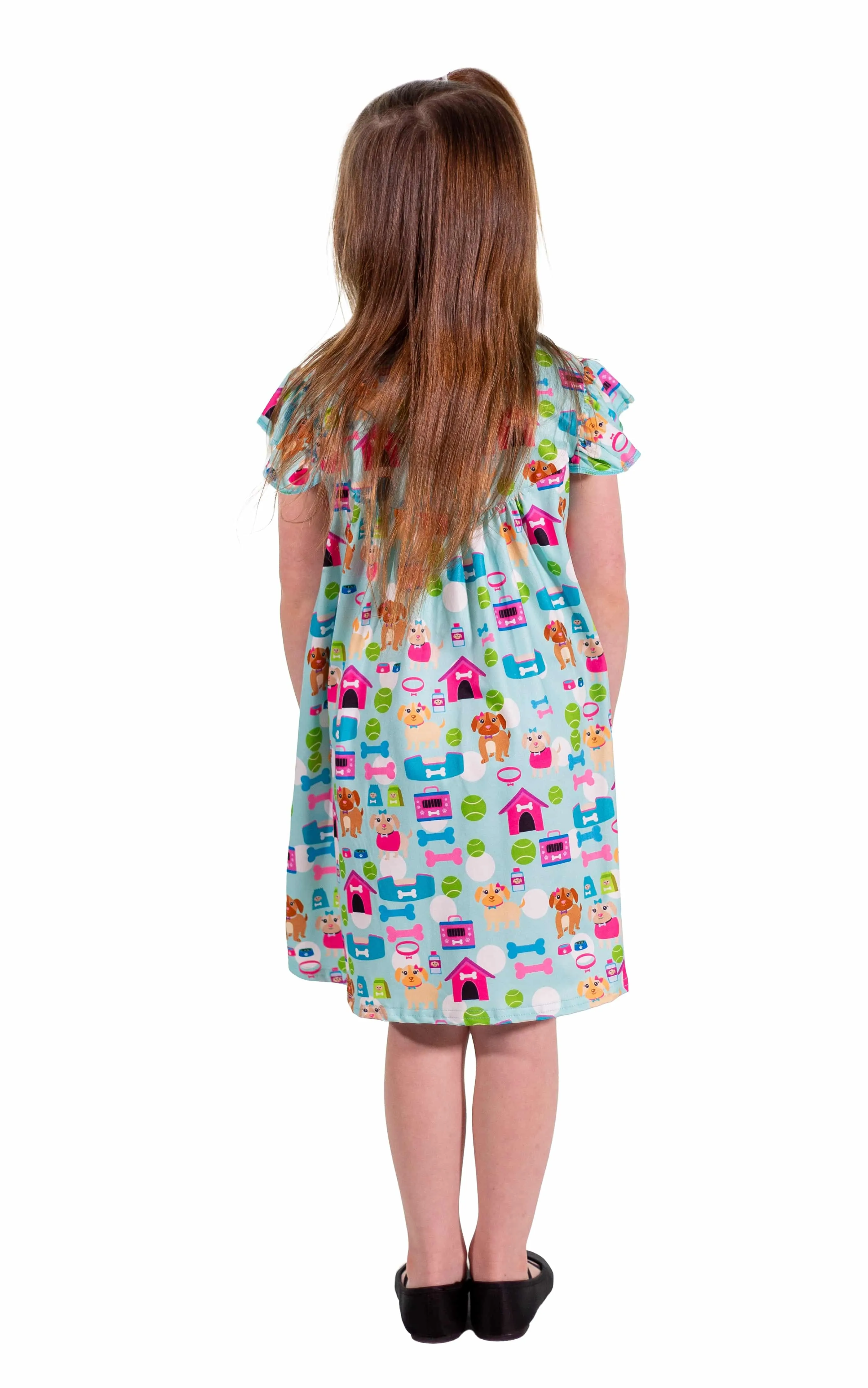 Spring Time Puppies Flutter Milk Silk Dress