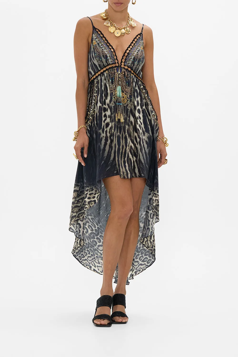 STRAPPY HIGH LOW DRESS WITH POCKETS CAT WORSHIP