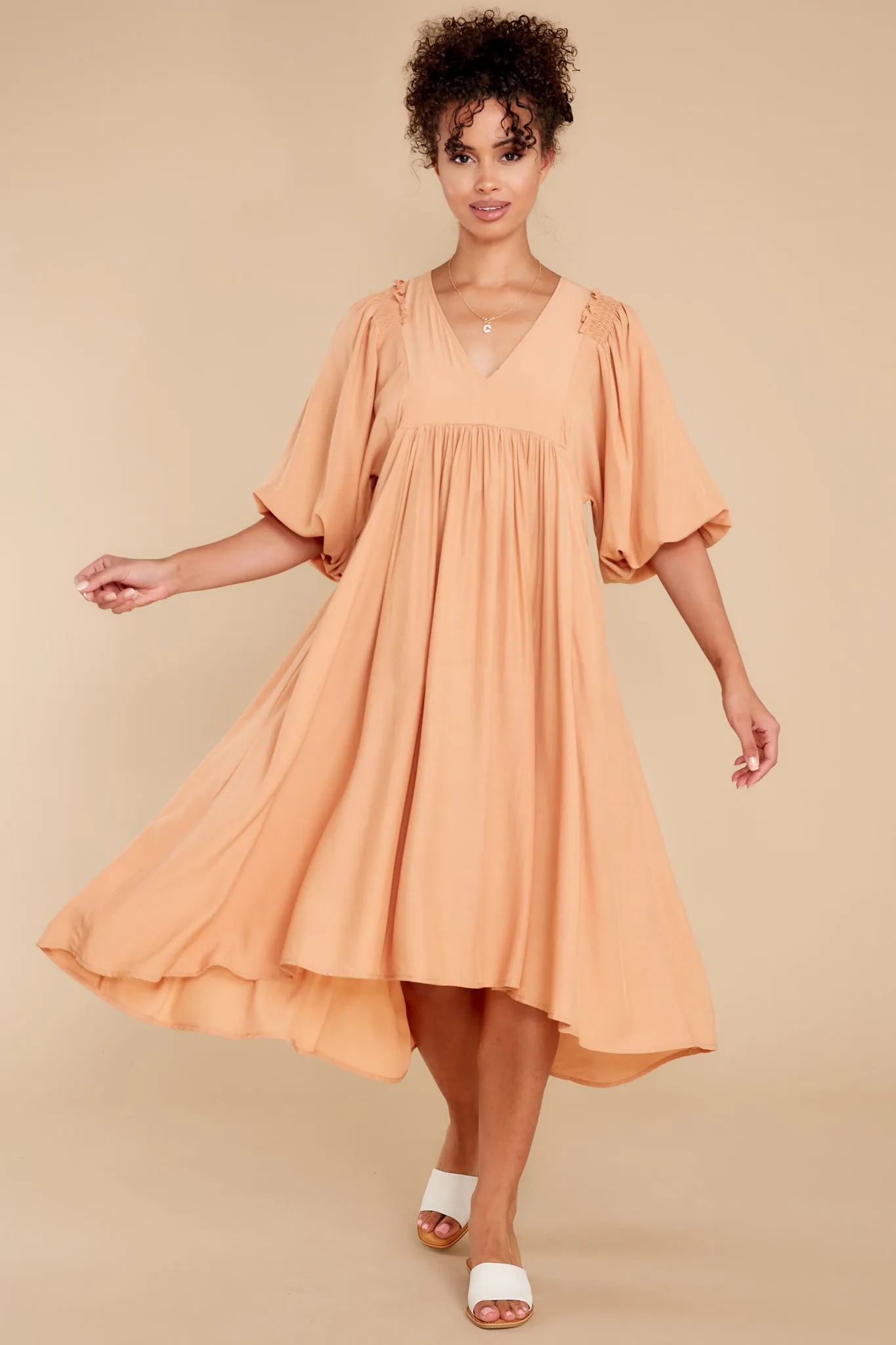 Sweet Interlude Apricot High-Low Dress