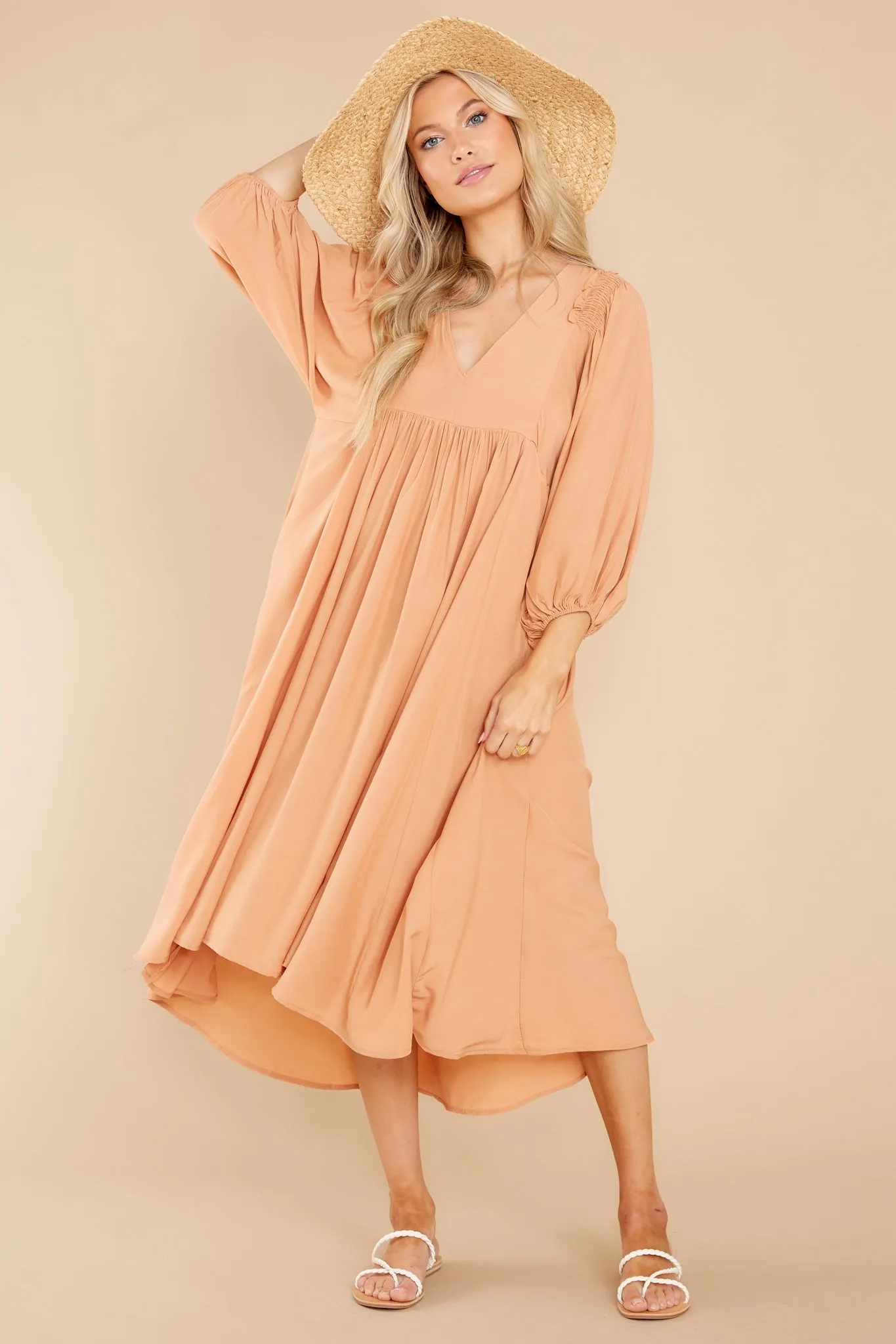 Sweet Interlude Apricot High-Low Dress