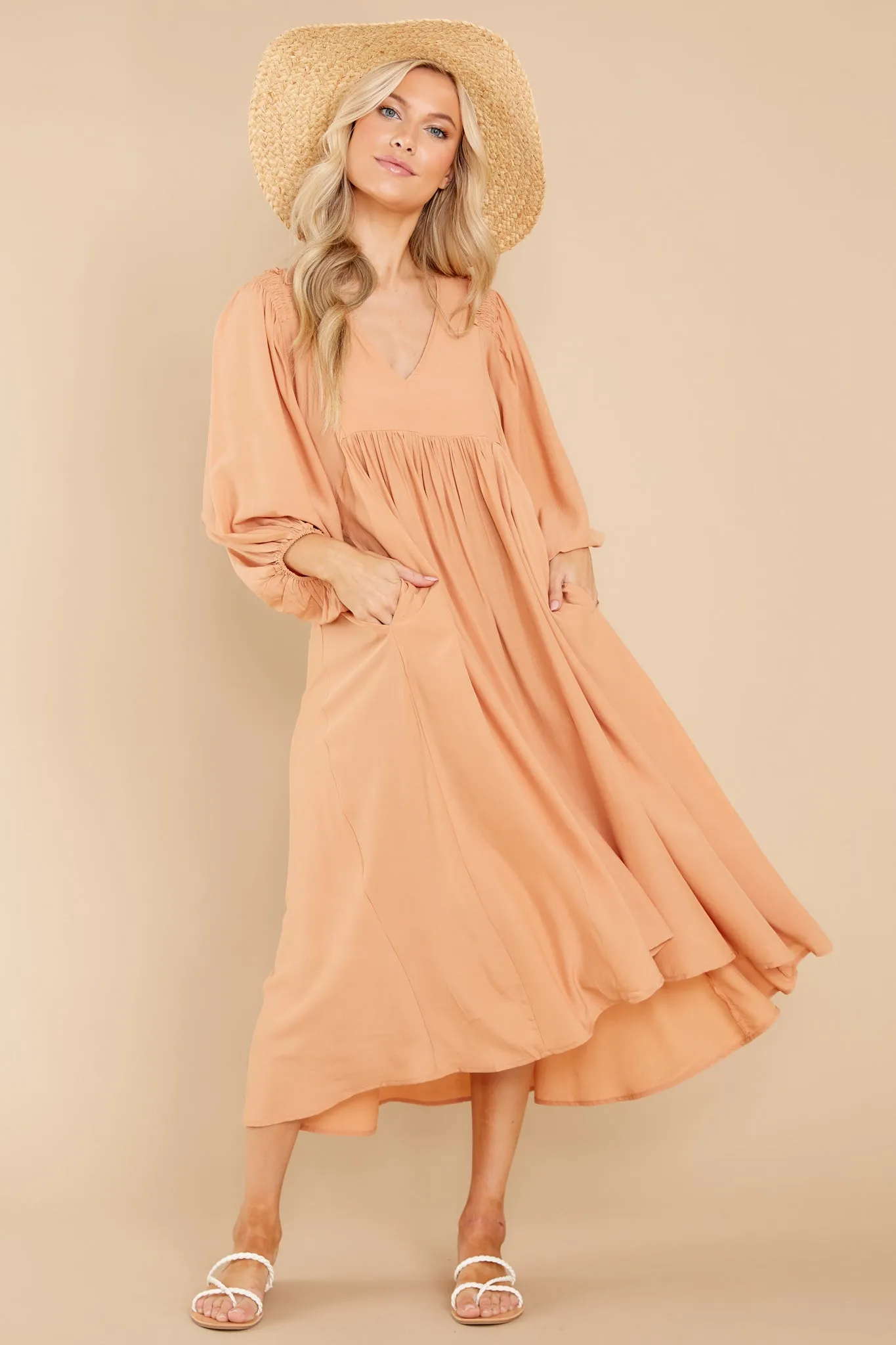 Sweet Interlude Apricot High-Low Dress