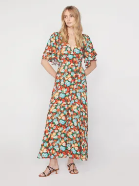 Tallulah Blue Impressionist Floral Print Maxi Dress