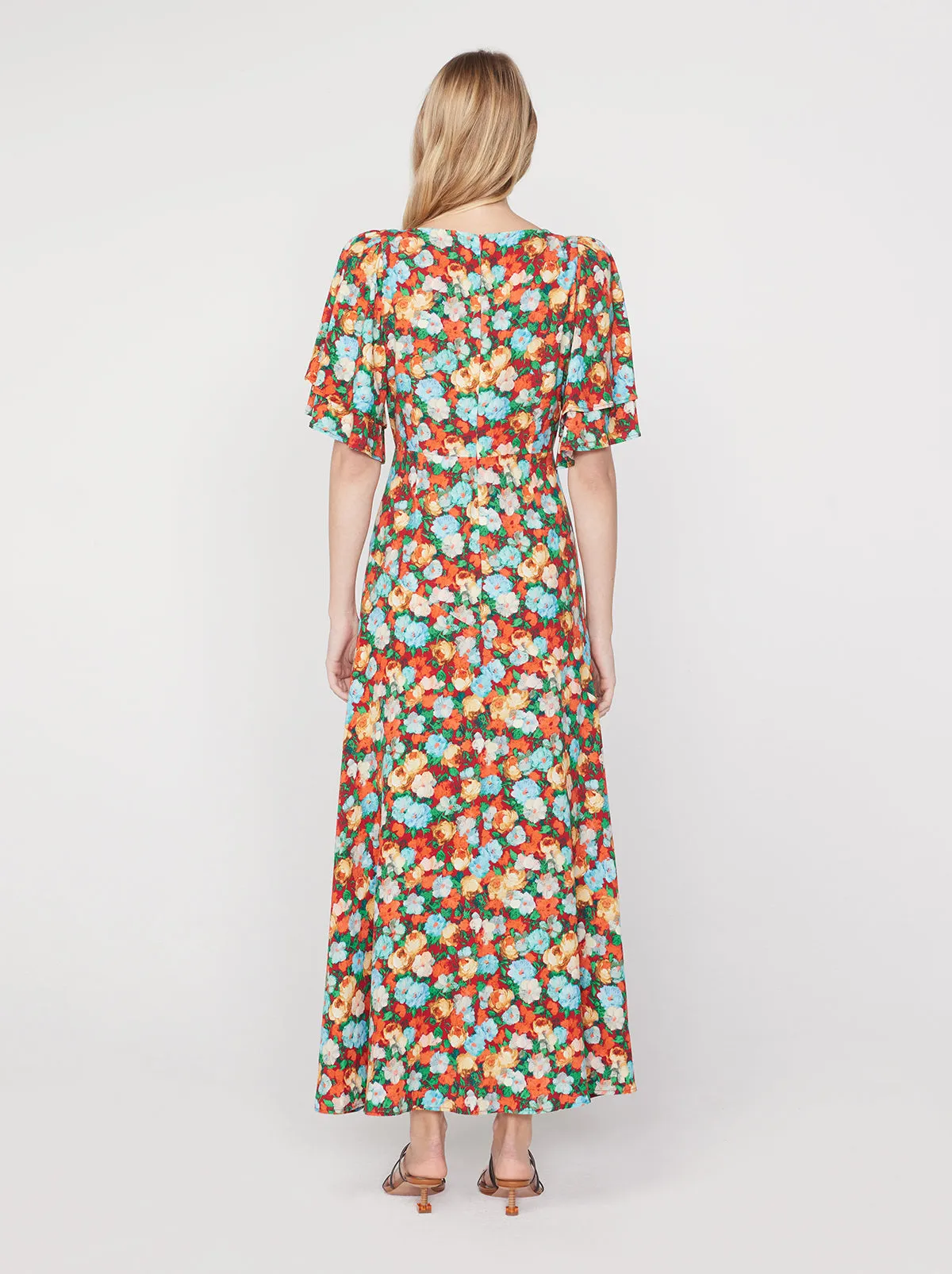 Tallulah Blue Impressionist Floral Print Maxi Dress