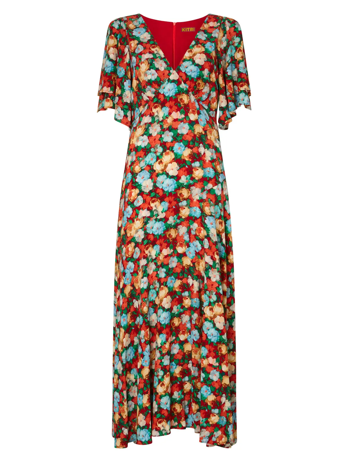 Tallulah Blue Impressionist Floral Print Maxi Dress