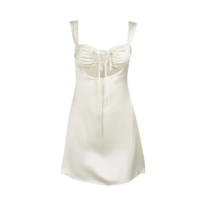 Tie Cup A Line Satin Mini Dress