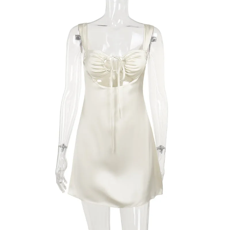 Tie Cup A Line Satin Mini Dress