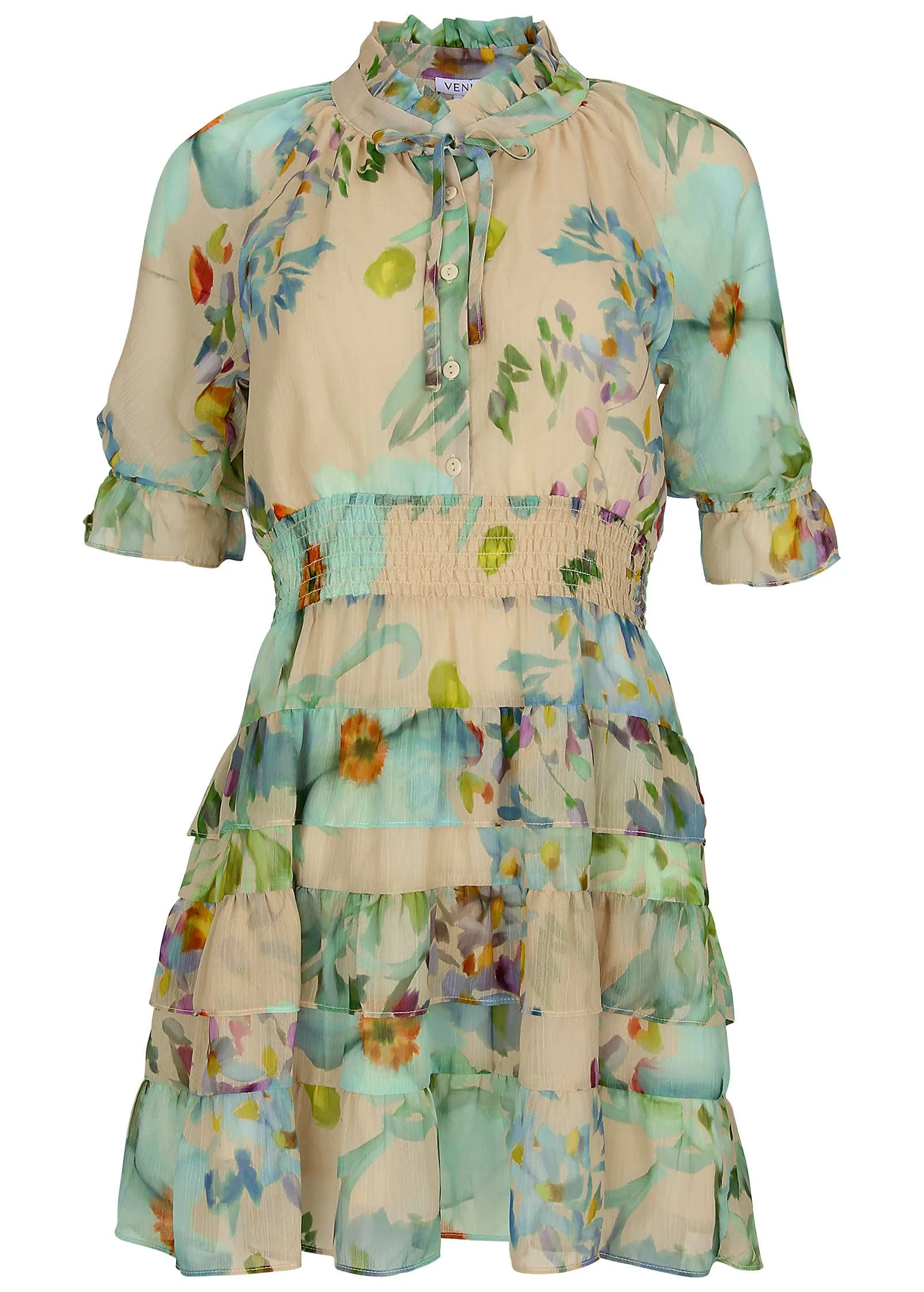 Tiered Ruffle Mini Dress - Coquette Bouquet