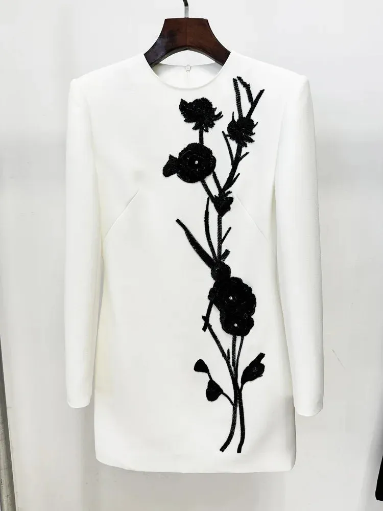 Trend4us Women's Chic Applique Flower Mini Dress