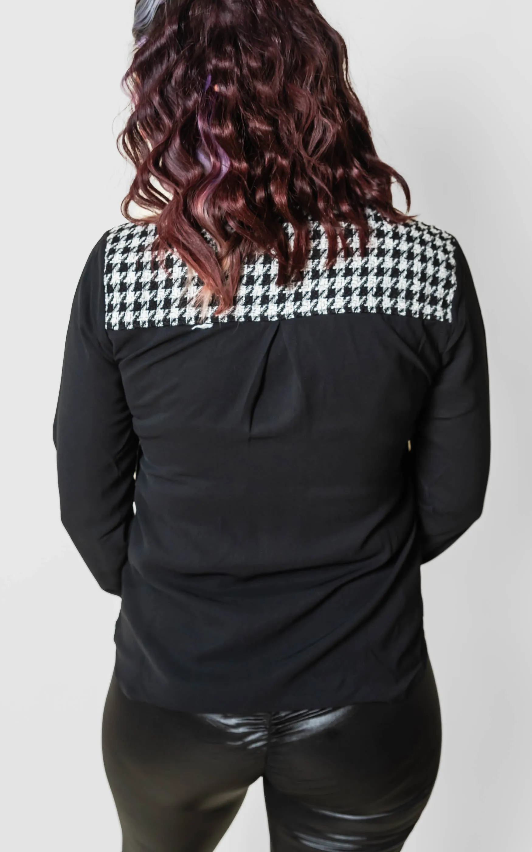Tweed Houndstooth Contrasted Blouse - Final Sale