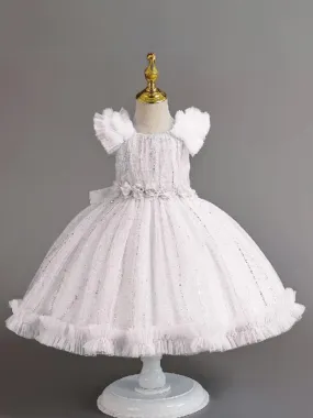Twirling With Sparkles Sequined Ruffle Flower Girl Dress