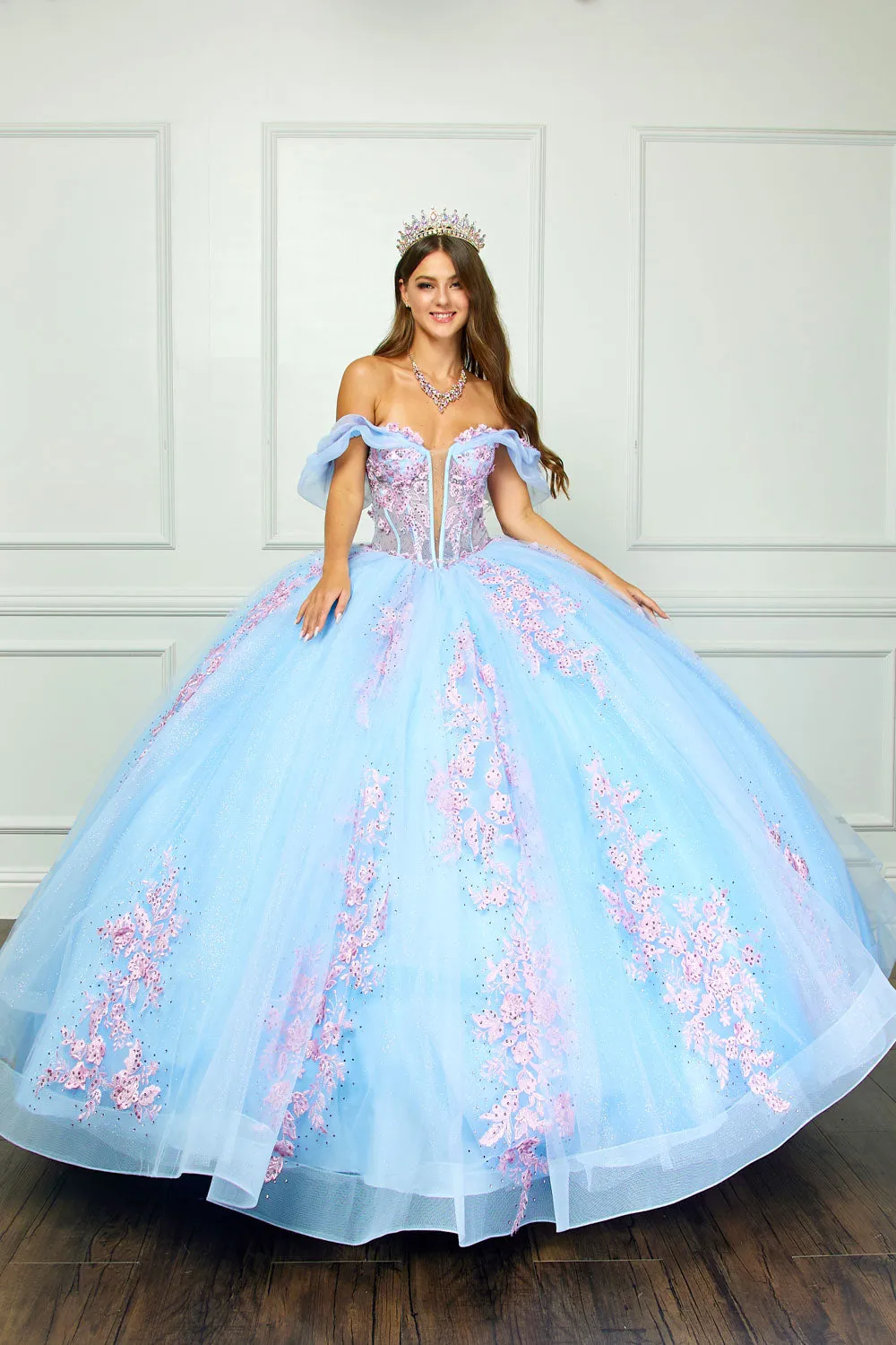 Two Tone Off Shoulder Ball Gown by Petite Adele PQ1067