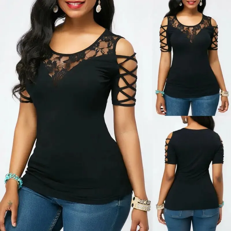 Women's blouse with bow on the sleeves for summer