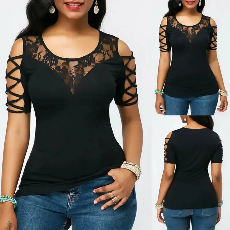 Women's blouse with bow on the sleeves for summer